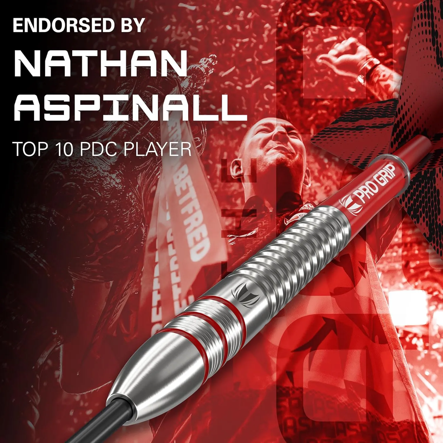 TARGET Darts Nathan Aspinall Tungsten Steel Tip Darts Set - 9 Pro Grip Shafts - 9 Pro Ultra Flights – Dart Wallet - Dart Counter App Coupon Bundle