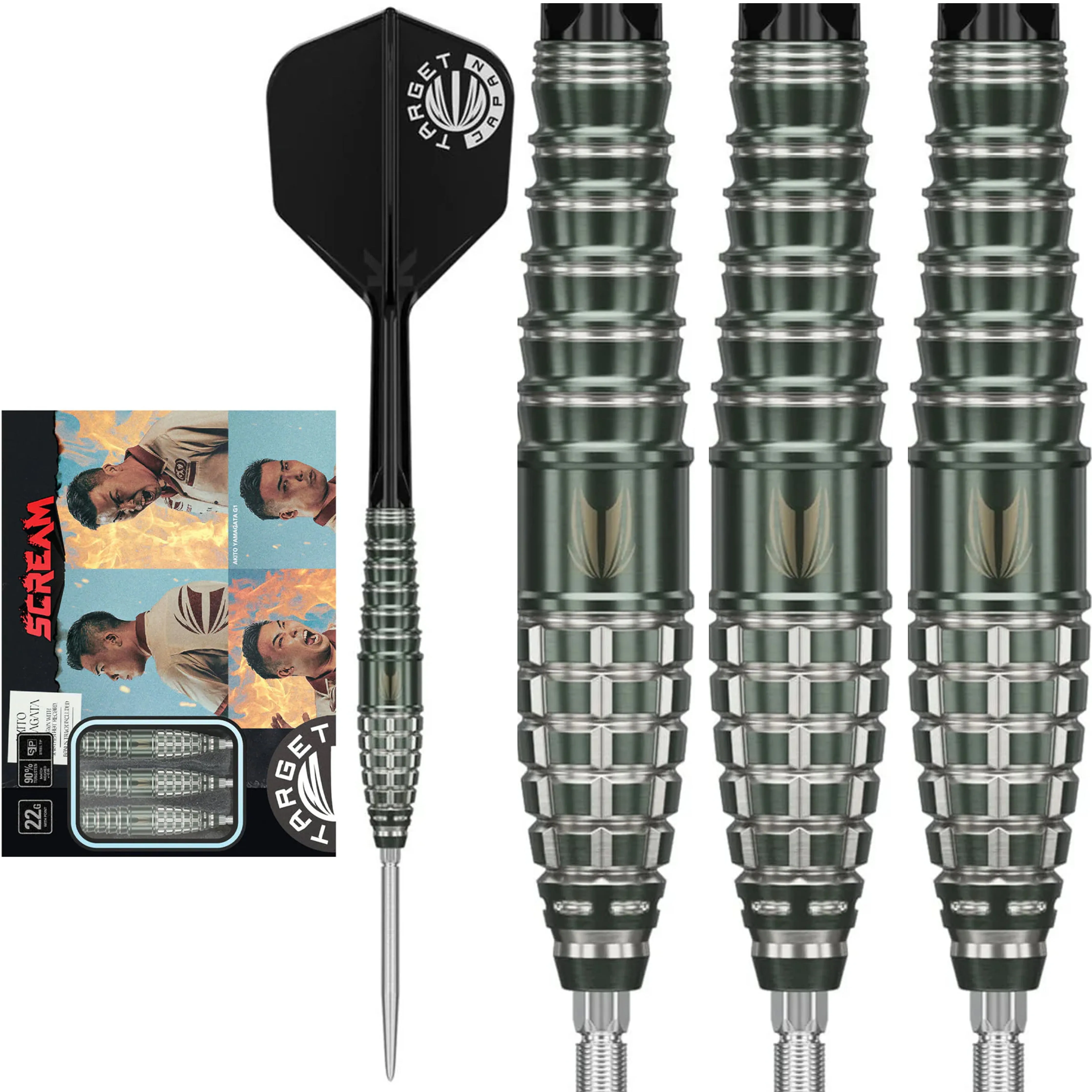 Target Prime Series Akito 'Scream' Yamagata SP Steel Tip Darts Set 2024 - 90% Tungsten - 22g