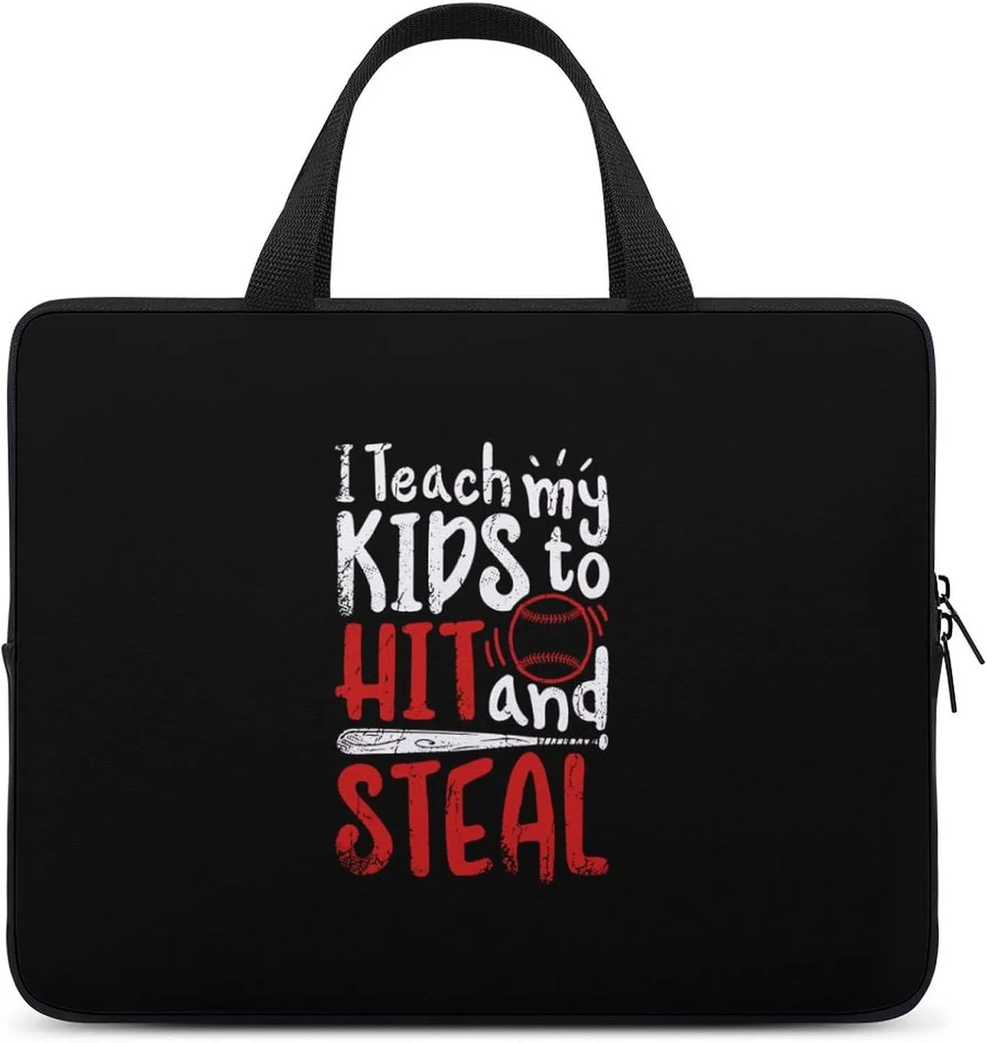 Teach Kids to Hit And Steal Baseball Laptop Sleeve Bag Computer Carrying Case Laptops Protective Cover for Travel Business