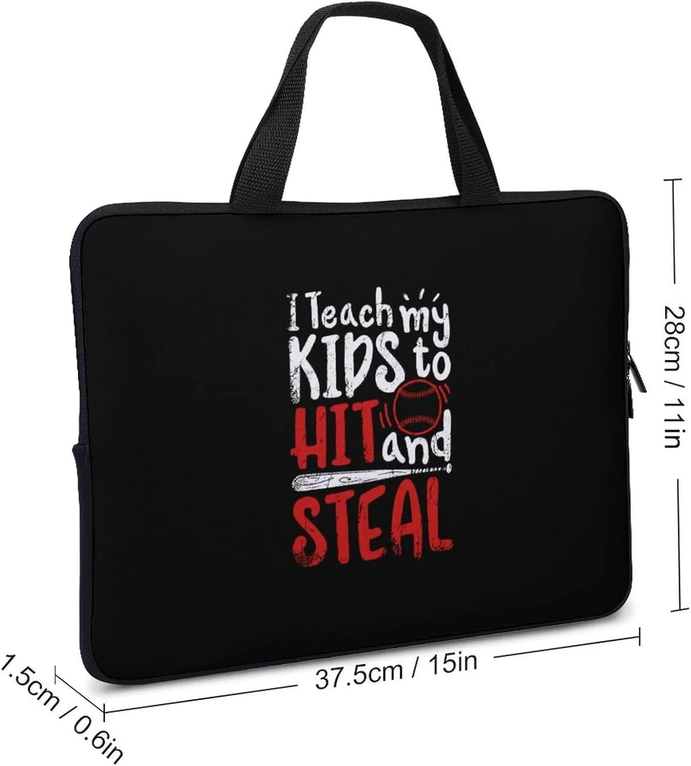 Teach Kids to Hit And Steal Baseball Laptop Sleeve Bag Computer Carrying Case Laptops Protective Cover for Travel Business