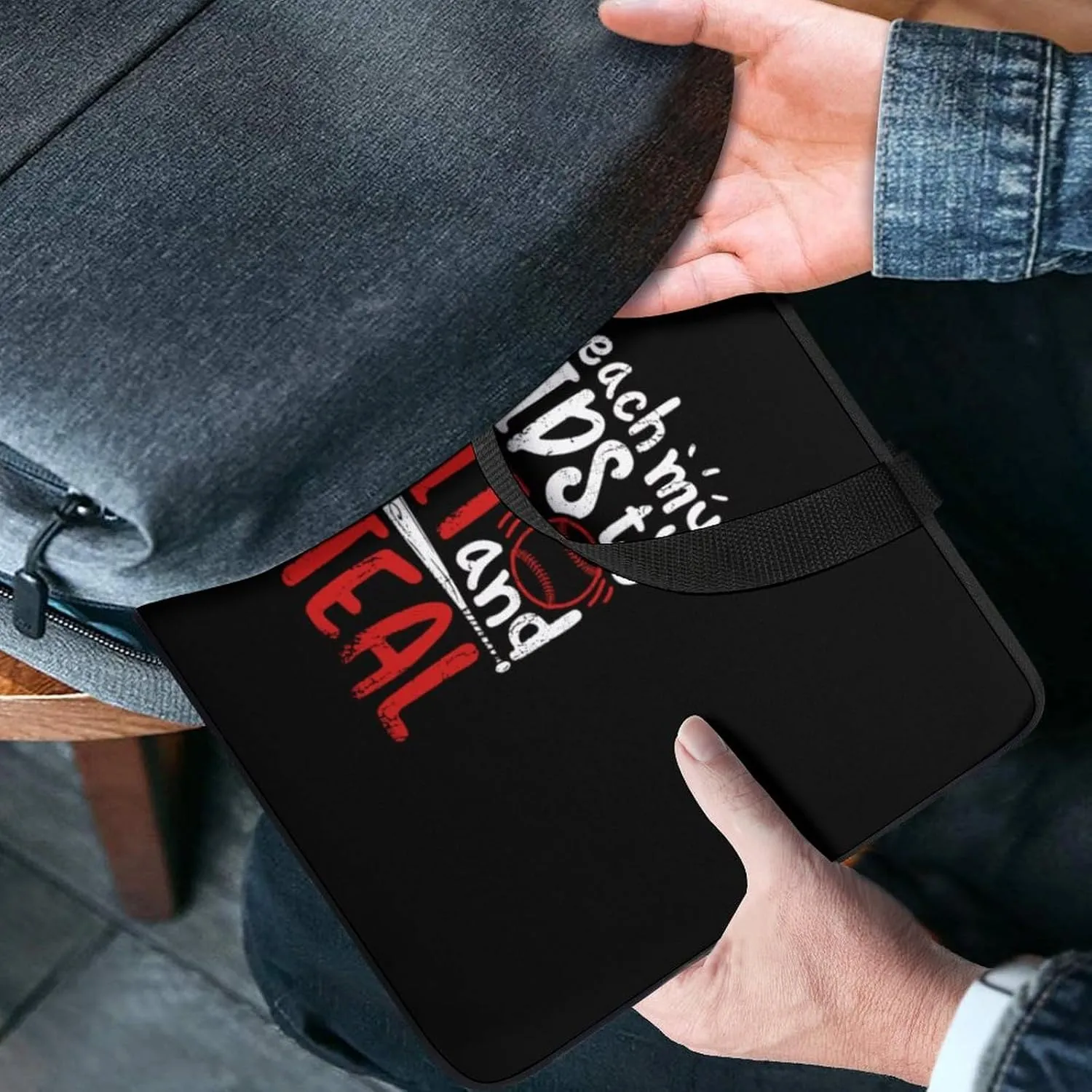 Teach Kids to Hit And Steal Baseball Laptop Sleeve Bag Computer Carrying Case Laptops Protective Cover for Travel Business