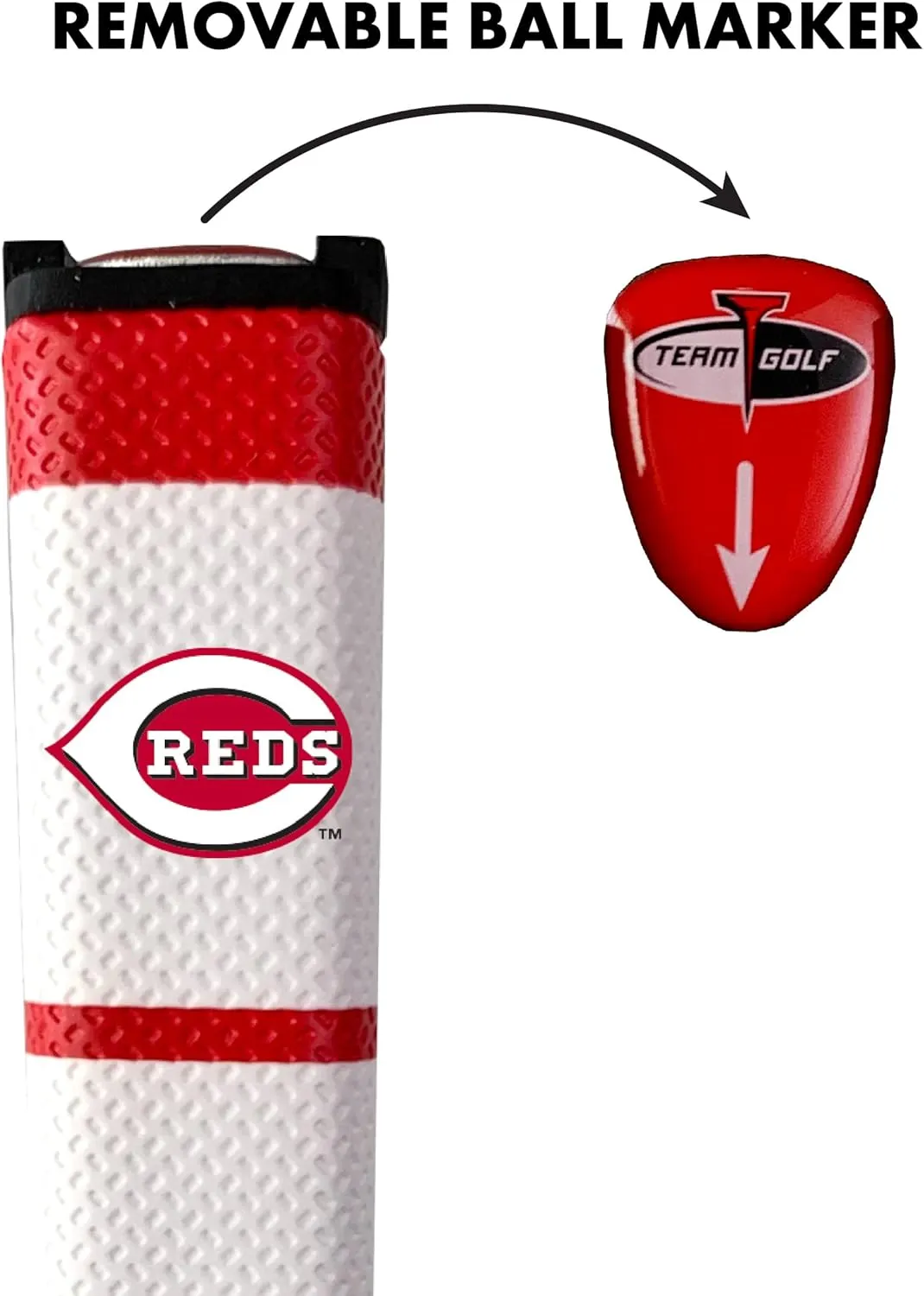 Team Golf MLB MLB Golf Putter Grip (Multi Colored) with Removable Ball Marker, Durable Wide Grip & Easy to Control