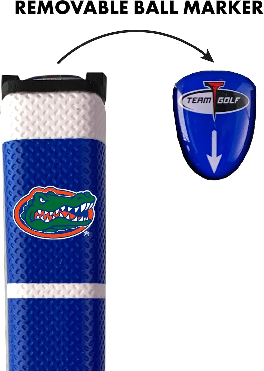 Team Golf NCAA Golf Putter Grip with Removable Gel Top Ball Marker, Durable Wide Grip & Easy to Control