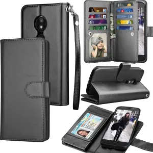 Tekcoo Wallet Case for Motorola Moto E5 Play/Moto E5 Cruise PU Leather, Luxury ID Credit Card Slots Holder Purse Carrying Folio Flip Cover [Detachable Magnetic Hard Case] Kickstand Black
