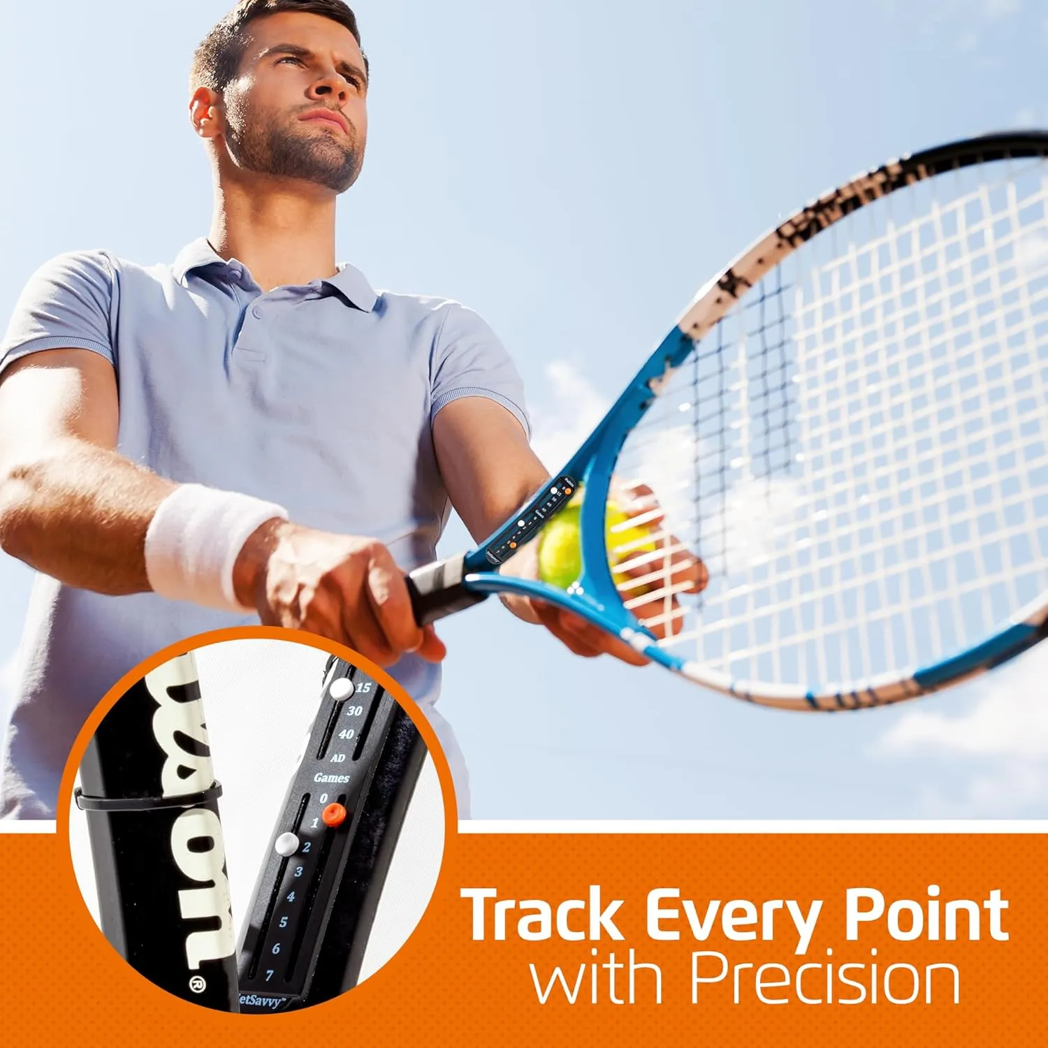 Tennis Score Keeper for Racket and Paddle, Tennis Score Counter, Easy-to-Mount Point Tracker for Recording Points, Games, and Sets, Featherweight Score Keeping Device, 2g