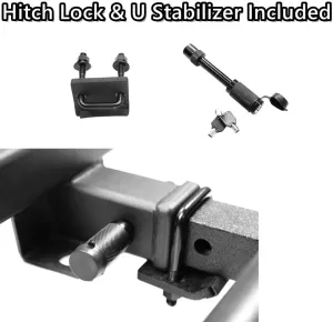 Textured Black Universal Hitch Step bar Custom fit Vehicles with 2" Hitch Receiver Trailer Truck Towing Rear Bumper Guard (Incl Pin Lock and Stabilize)