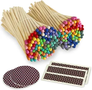 Thankful Greetings 4" Rainbow Matches (200 Count, with Striking Stickers Included) | Decorative Unique & Fun for Your Home, Gifts, Accessories & Events | Premium Long Wood Safety Matches