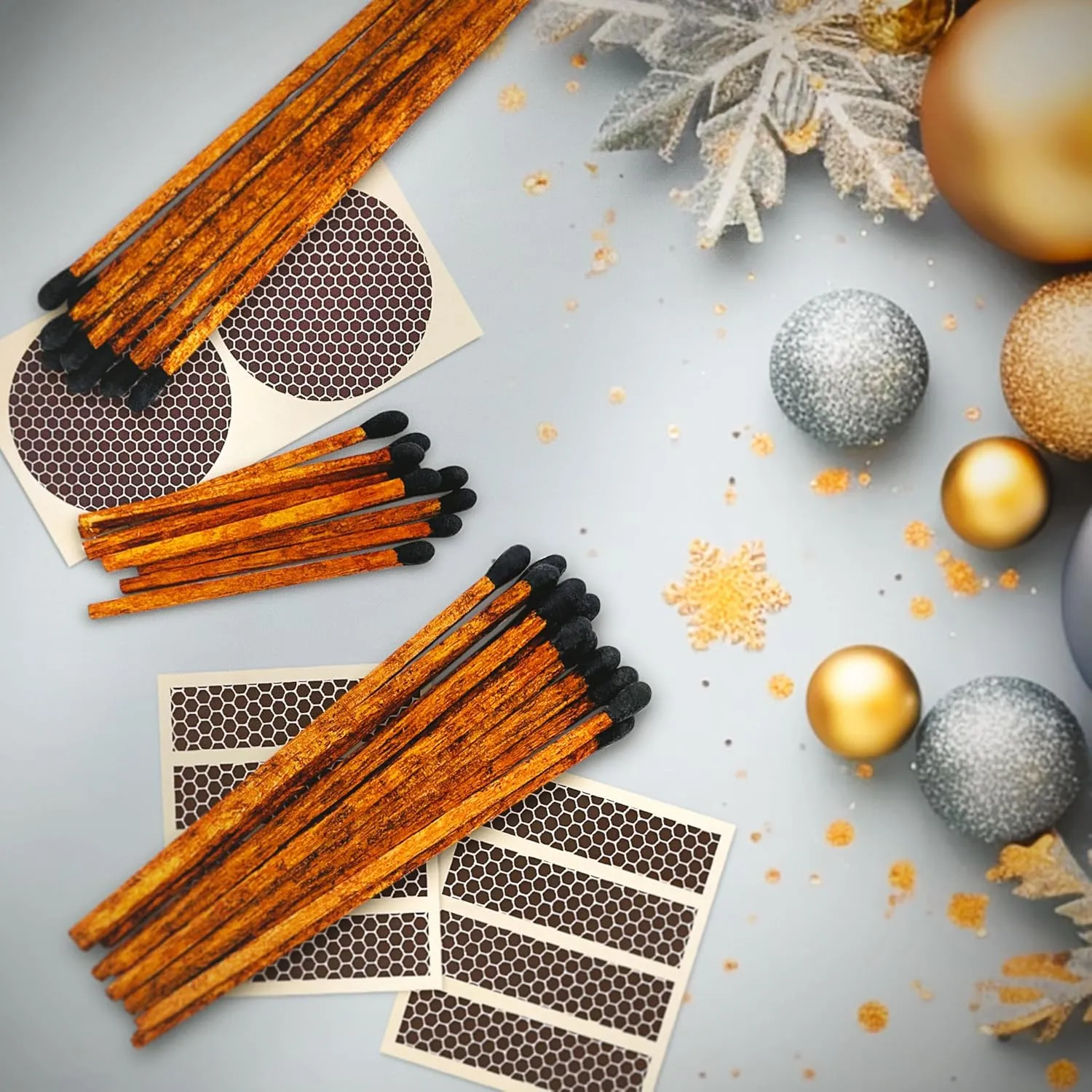 Thankful Greetings Brown Stick Black Tip Decorative Matches | 300  Artisan 2” Safety Espresso Style Matchsticks with Adhesive Strikers | Great for Home Decor & Candle Lovers