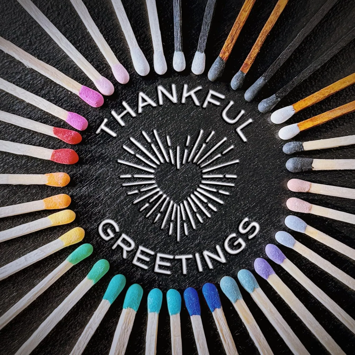 Thankful Greetings Brown Stick Black Tip Decorative Matches | 300  Artisan 2” Safety Espresso Style Matchsticks with Adhesive Strikers | Great for Home Decor & Candle Lovers