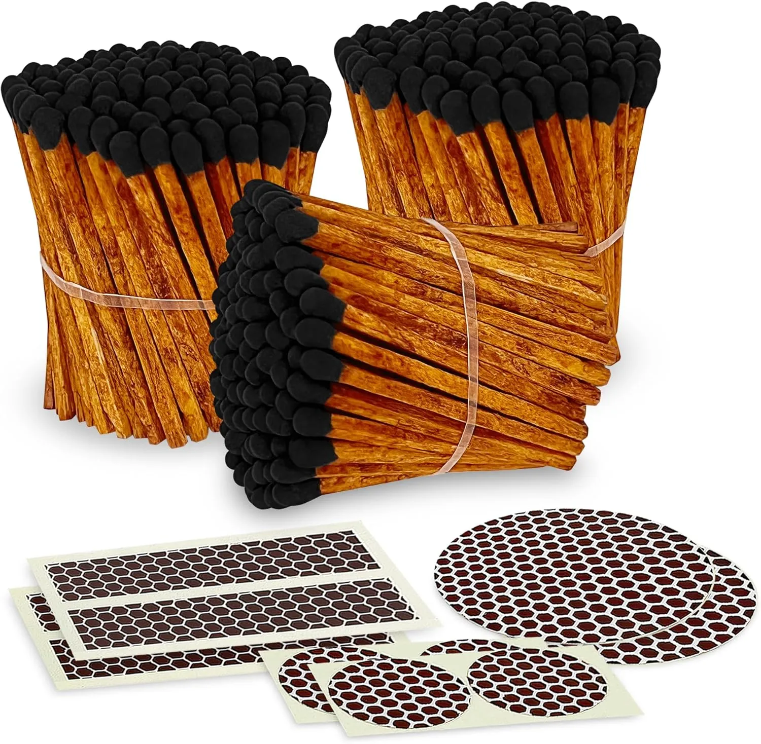 Thankful Greetings Brown Stick Black Tip Decorative Matches | 300  Artisan 2” Safety Espresso Style Matchsticks with Adhesive Strikers | Great for Home Decor & Candle Lovers