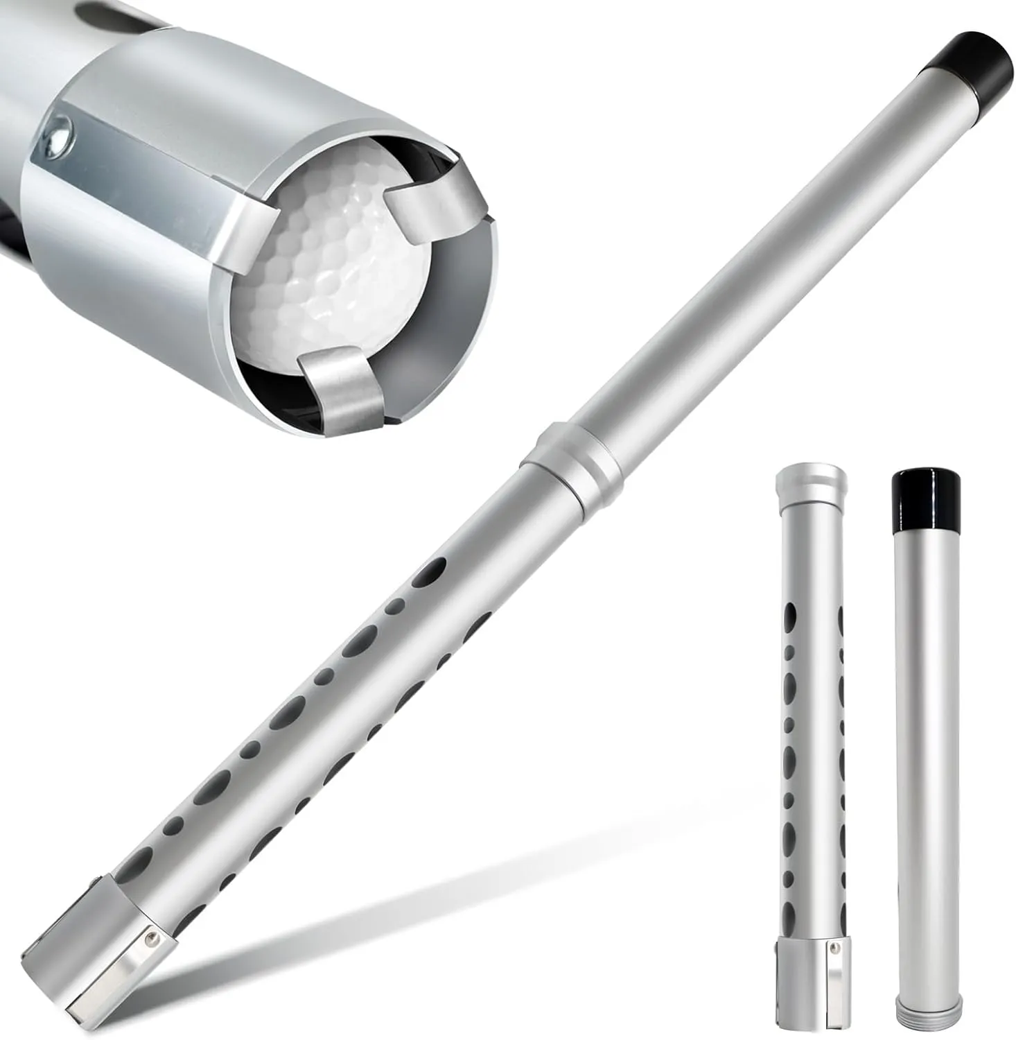 THE GOLFER STORE Golf Ball Shag Tube Professional Golf Ball Picker Upper Aluminum Golf Ball Retriever Collector Practice Pick-up Sucker Tool