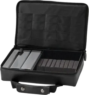 The Pro Leatherette Dart Case with Leather-Like Exterior Covering, Holds 9 Steel Tip or Soft Tip Darts with 15 Built-in Pockets for Accessories and Plastic Tubes and Containers for Even More