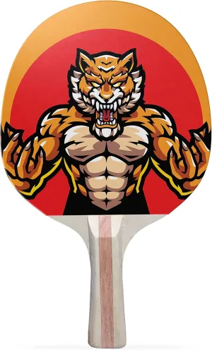 Tiger Power Colorful Design Ping Pong Paddle, Premium 5 Ply Table Tennis Racket (Black on Back)