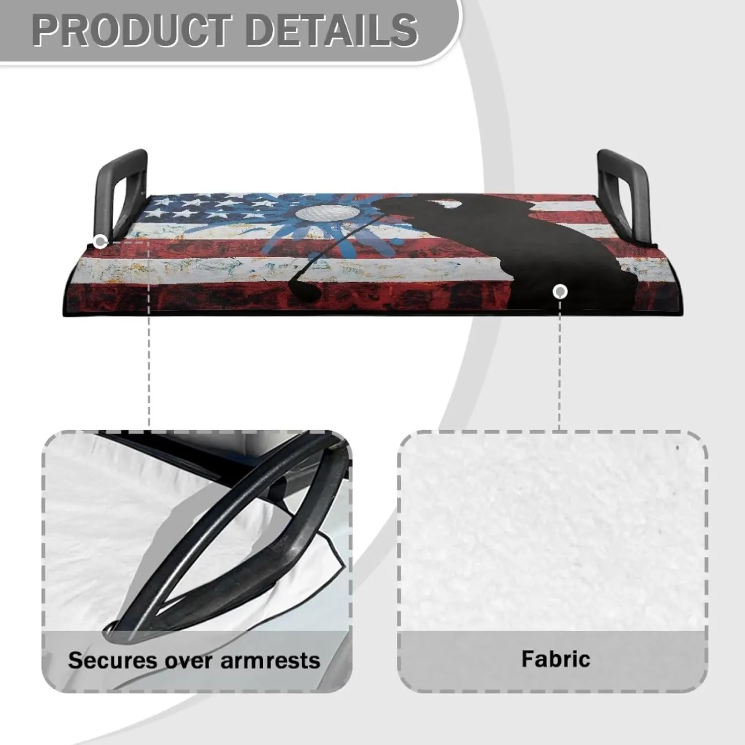 TODIYADDU American Flag Golf Balls Golf Cart Towel Seat Covers for Women Anti-hot Distinctive Golf Accessories Club Car with Armrests Easy Clean Golf Cart Towel Suitable for Sightseeing Car Club Car