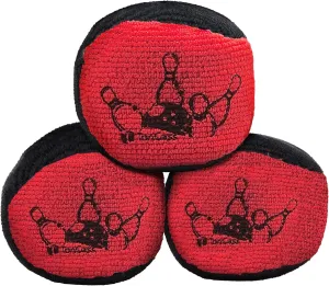 TonGass (3-Pack, Black and Red Microfiber Ultra Dry Bowling Grip Ball, Microfiber Bowling Grip Bags, Bowlings Powder Bag for Hands Use