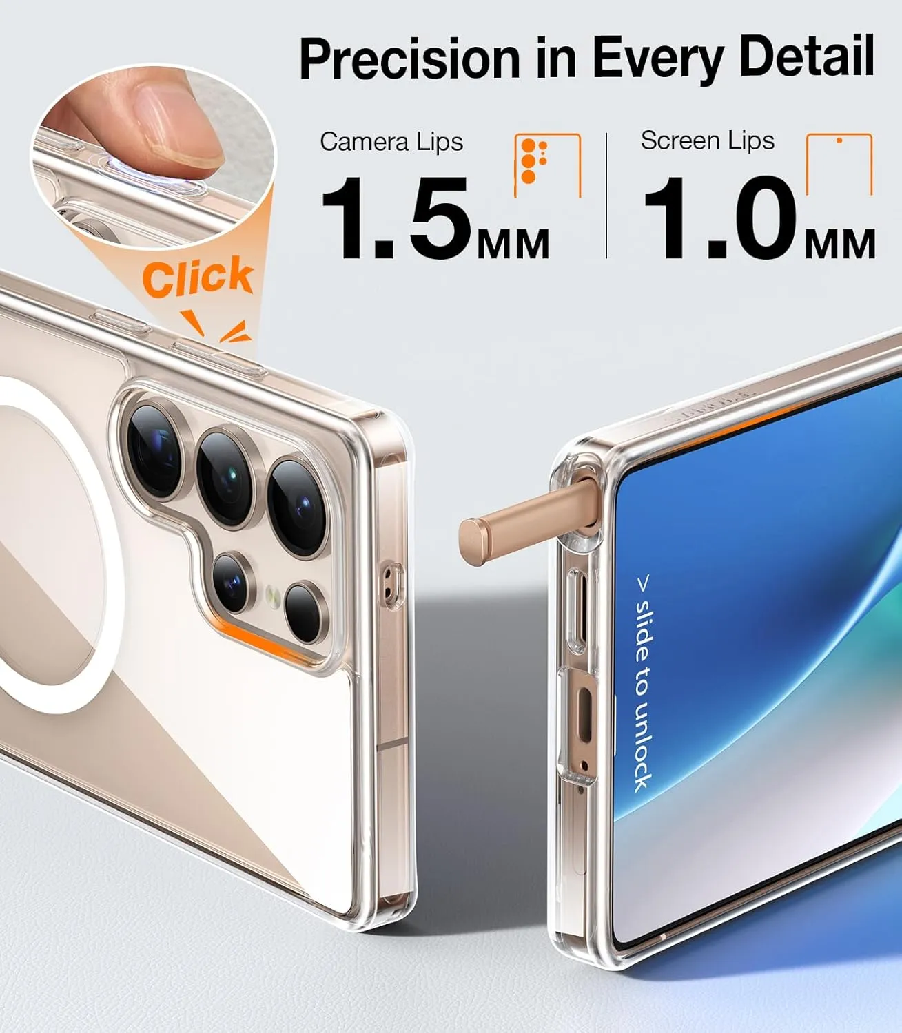 TORRAS Strong Magnetic & Seamless Stand for Samsung Galaxy S25 Ultra Case for MagSafe, Mil-Grade Drop Protection, Adjustable Kickstand for Samsung Galaxy S25 Ultra Case, Anti-Yellowing Diamond Clear