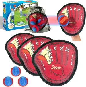 Toss and Catch Ball Set, Kids Ball and Catch Game, Outdoor Pool Beach Waterproof Toys, Yard Backyard Games with 3 Paddles 3 Sticky Balls Storage Bag, Summer Water Toys for Boys Girls
