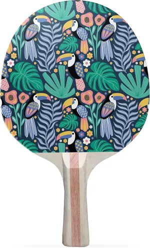 Toucan Colorful Design Ping Pong Paddle, Premium 5 Ply Table Tennis Racket (Black on Back)