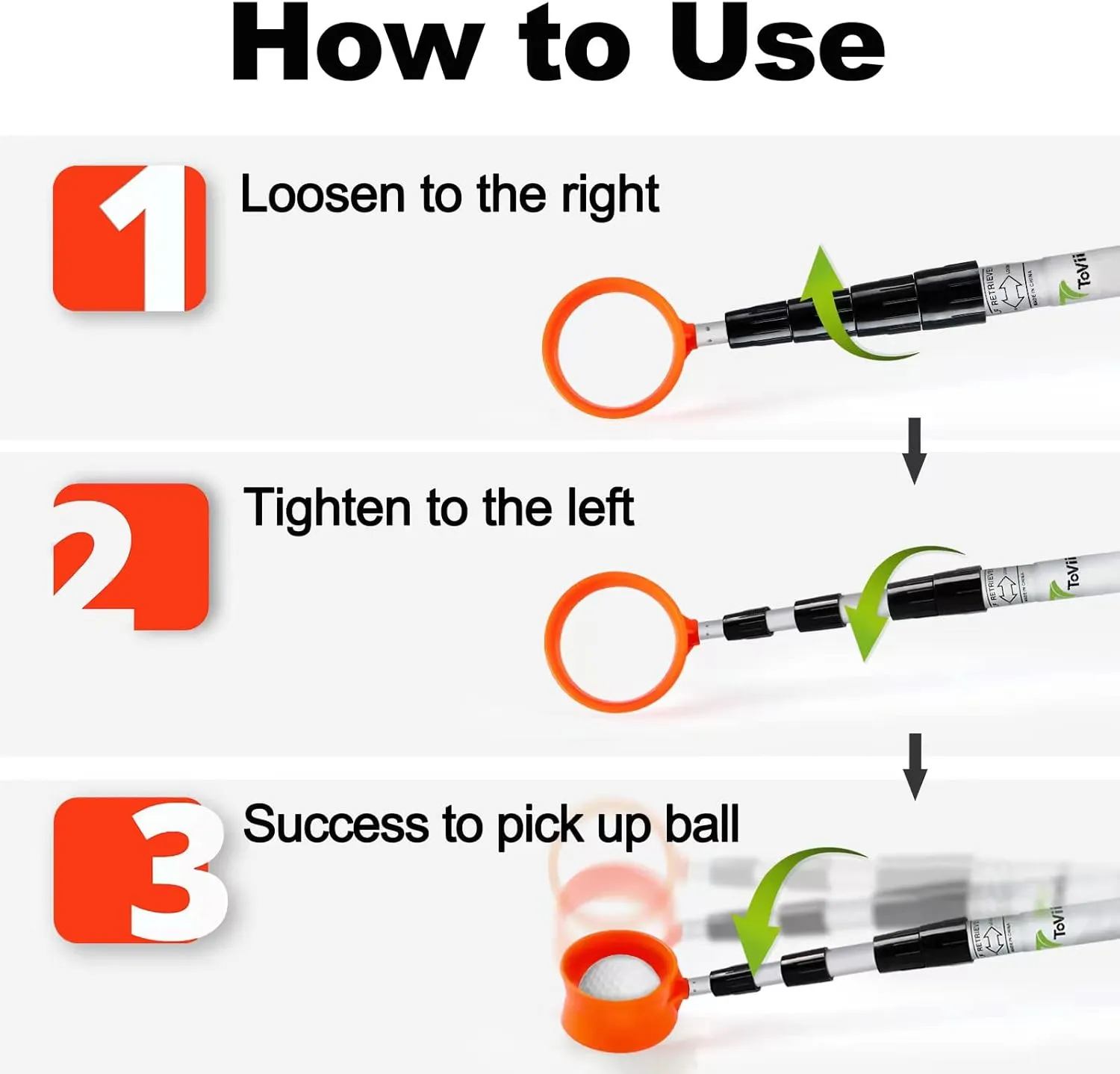 ToVii Golf Ball Retriever, 9ft 12ft 15ft 18ft Aluminum Alloy Golf Ball Retriever Telescopic for Water Golf Ball Picker Grabber Golf Accessories Golf Gift