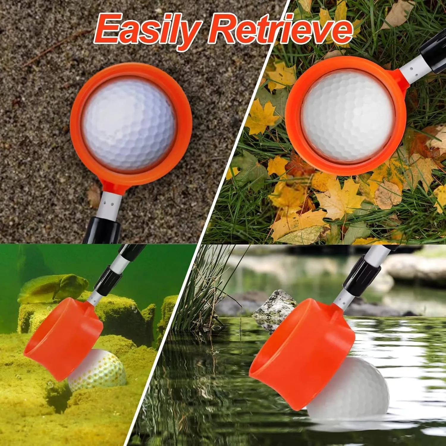 ToVii Golf Ball Retriever, 9ft 12ft 15ft 18ft Aluminum Alloy Golf Ball Retriever Telescopic for Water Golf Ball Picker Grabber Golf Accessories Golf Gift