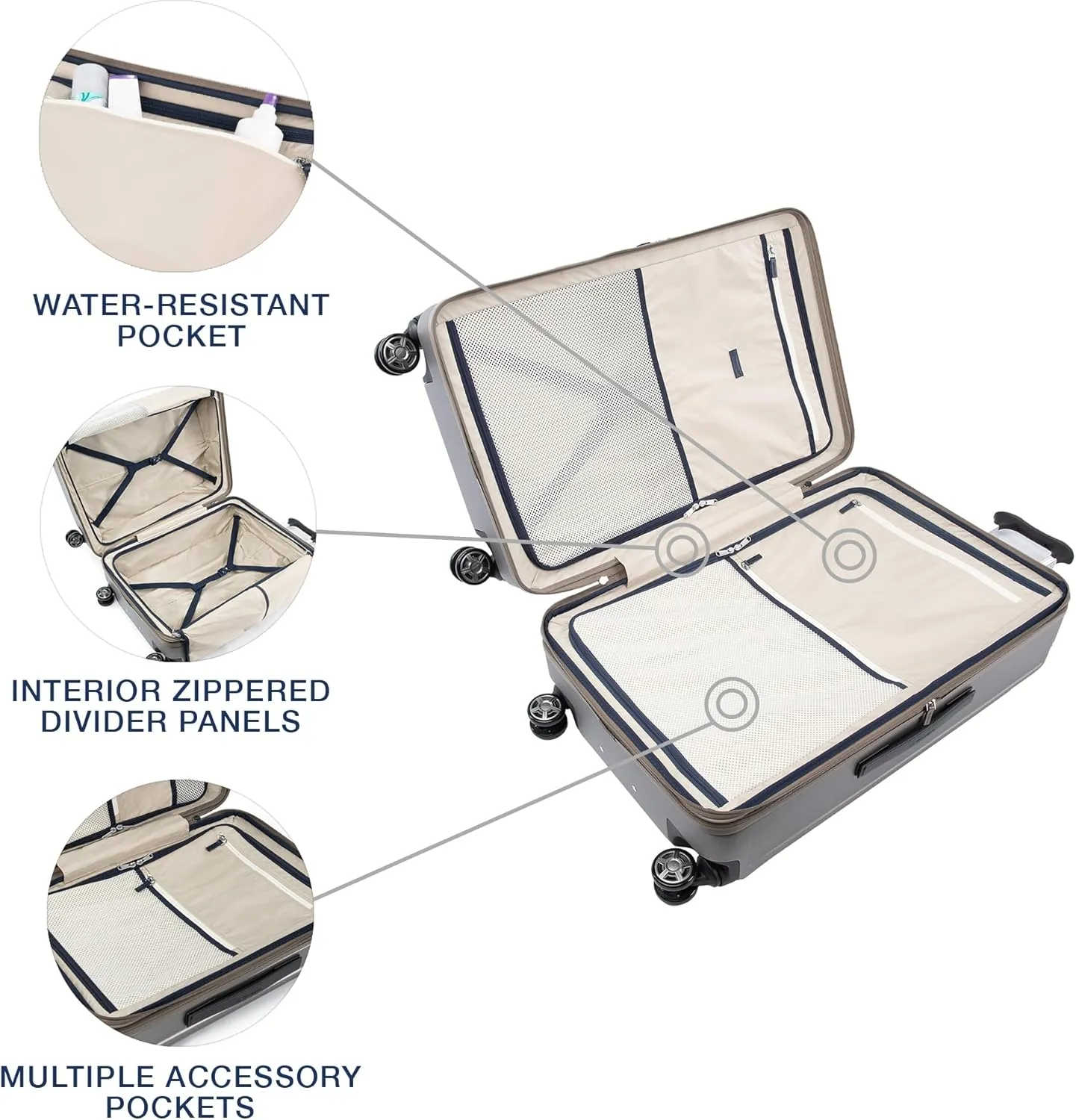 Travelpro Platinum Elite Hardside Expandable Checked Luggage, 8 Wheel Spinner, TSA Lock, Hard Shell Polycarbonate Suitcase, Metallic Sand, Checked Large 28-Inch