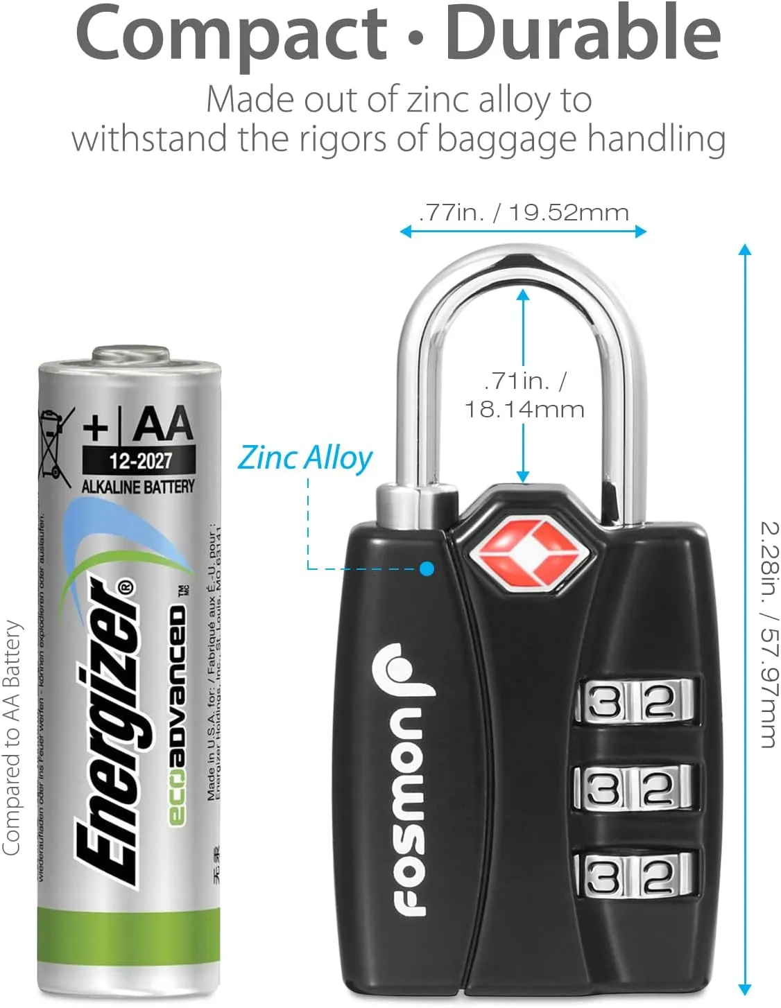 TSA Accepted Luggage Locks, Fosmon Open Alert Indicator 3 Digit Combination Padlock Codes for Travel Bag, Suit Case, Lockers, Gym, Bike Locks or Other (4 Pack)