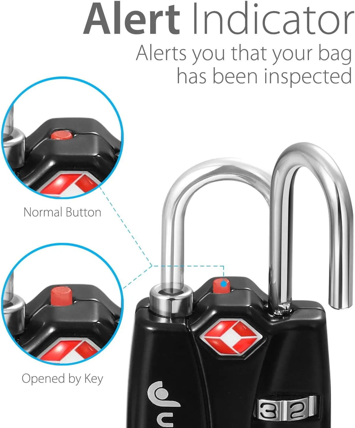 TSA Accepted Luggage Locks, Fosmon Open Alert Indicator 3 Digit Combination Padlock Codes for Travel Bag, Suit Case, Lockers, Gym, Bike Locks or Other (4 Pack)