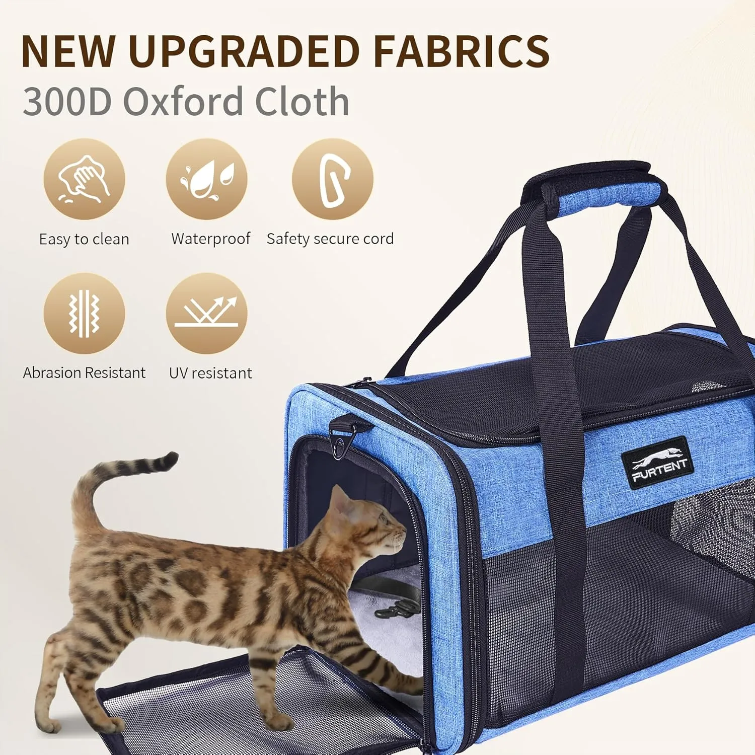 TSA Airline Approved Pet Carrier for Cats and Small Dogs - Soft Sided, Foldable, Cat Dog Carrier Fits Pets Up to 15 lbs - Ideal for Travel, Car Rides, and Vet Visits - Dark Blue