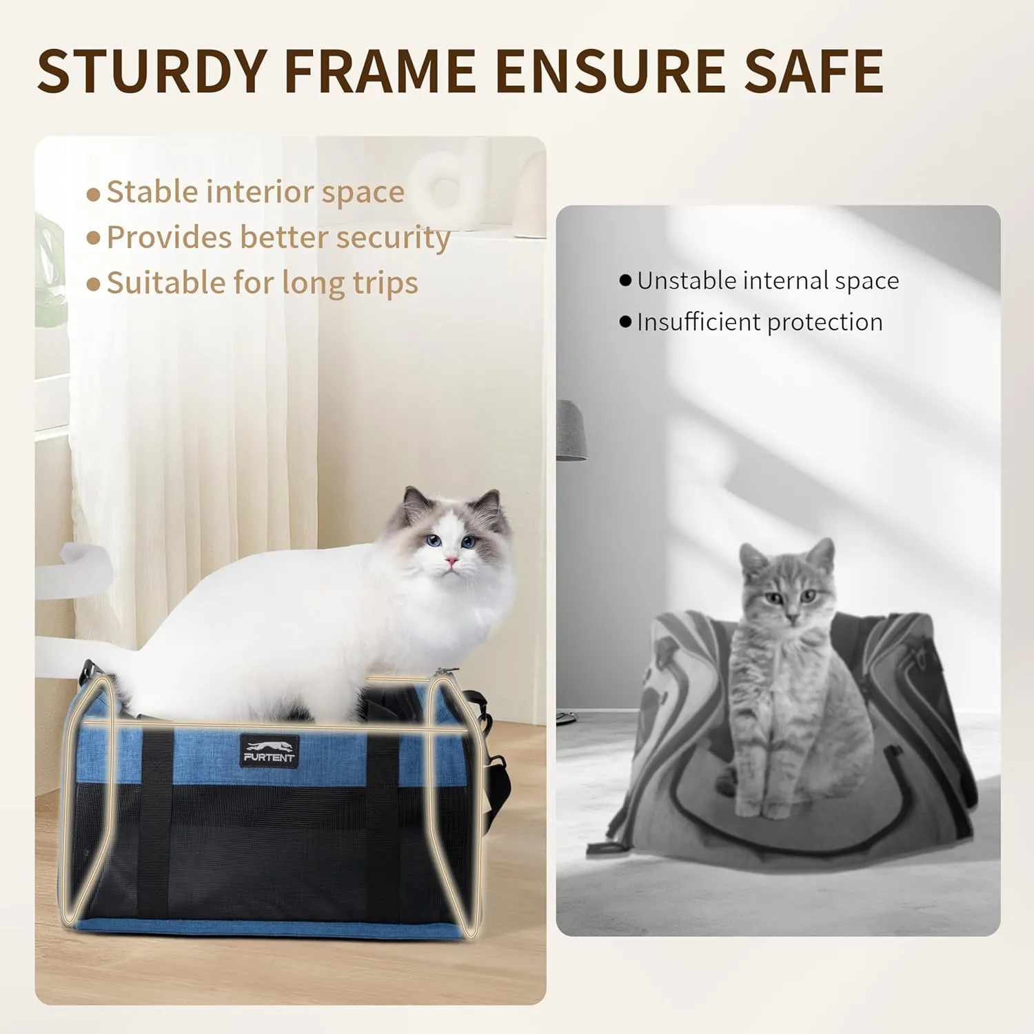 TSA Airline Approved Pet Carrier for Cats and Small Dogs - Soft Sided, Foldable, Cat Dog Carrier Fits Pets Up to 15 lbs - Ideal for Travel, Car Rides, and Vet Visits - Dark Blue