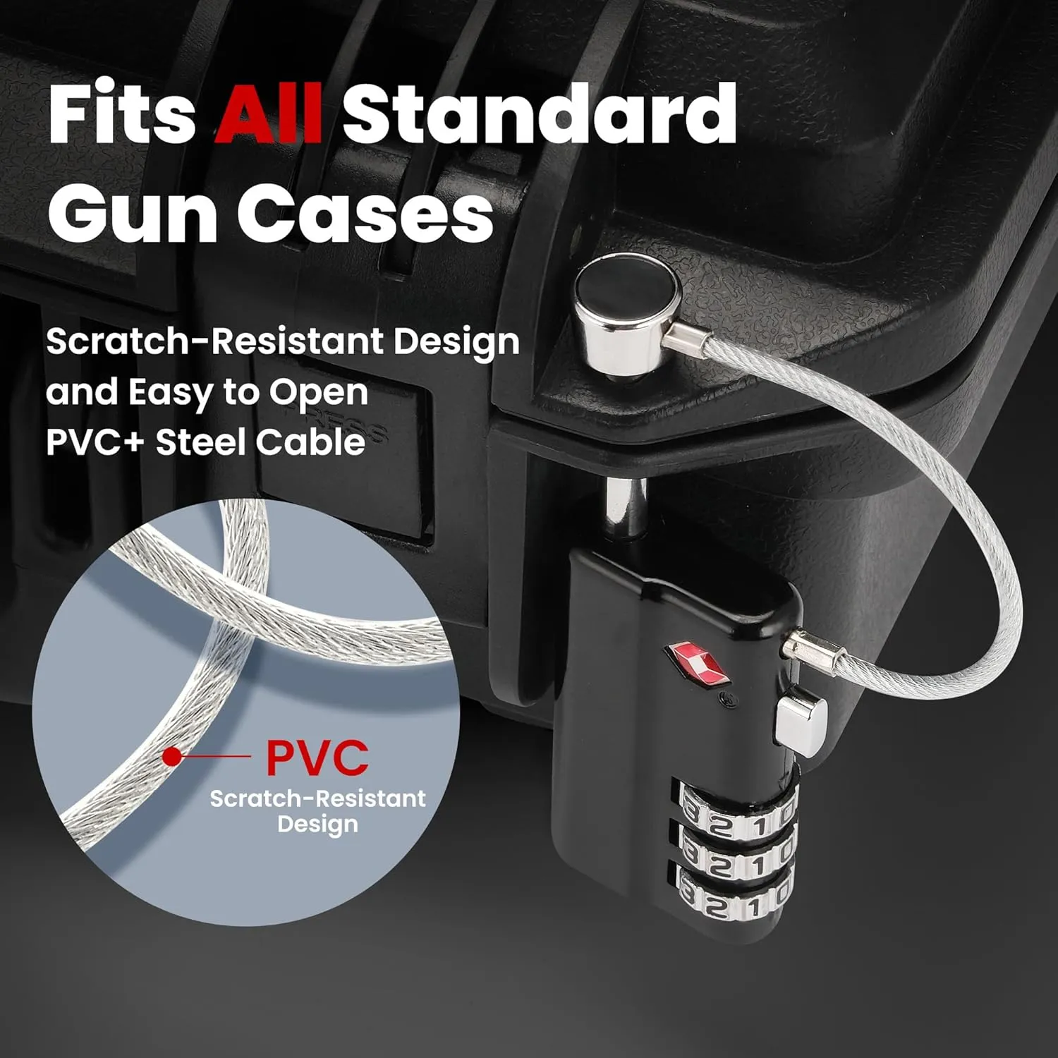 TSA Approved Gun Case Lock – Heavy-Duty, Cut-Resistant & Child-Safe Security Padlock for Firearms, Pistols, Rifle Cases, and Travel Luggage