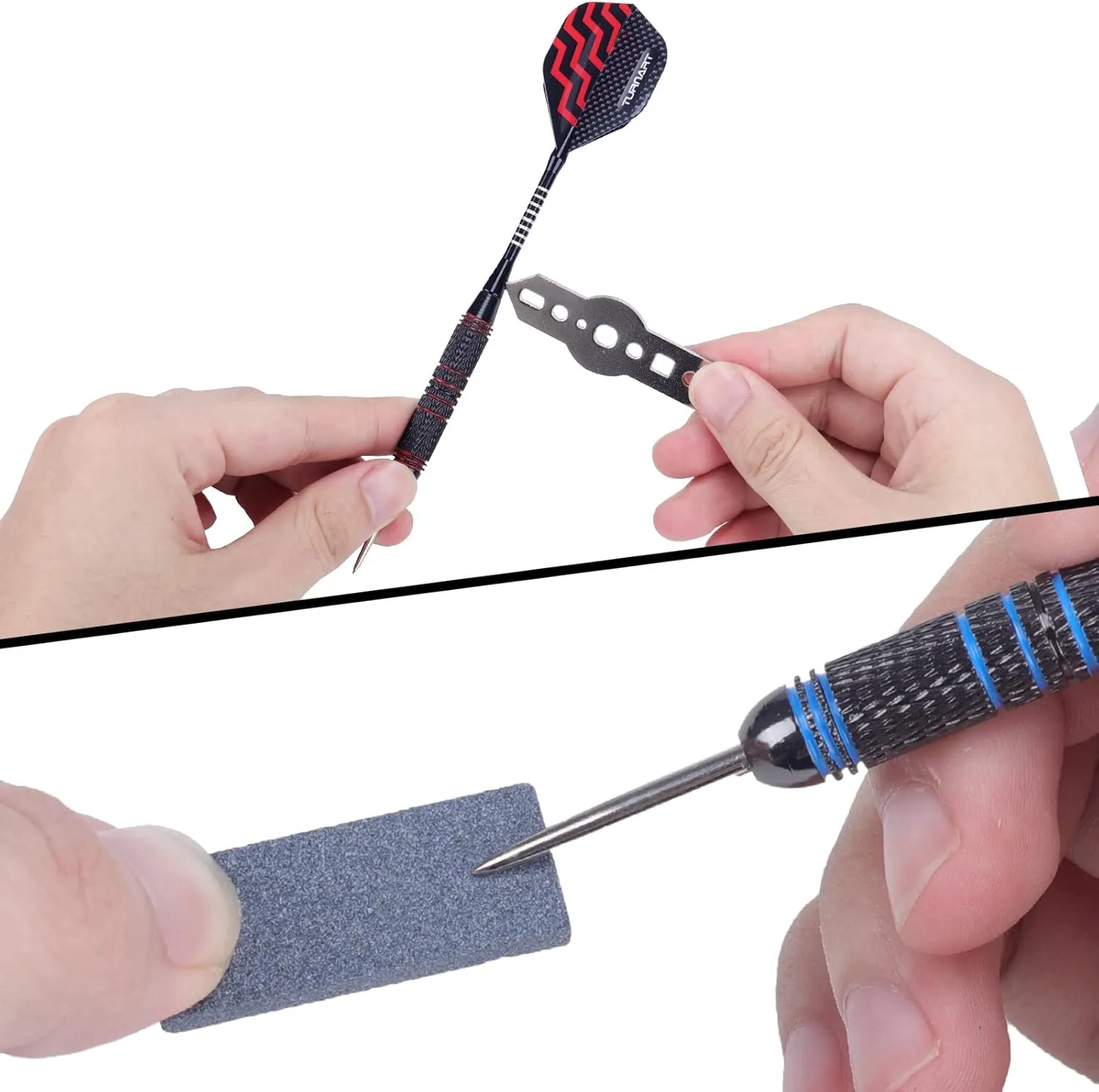 Turnart Darts Metal Tip Set - Steel Tip Darts Darts Set Professional Metal Darts Dart Board Set 12 Pcs 24 Gram 20 O-Rings Aluminum Darts Shafts 24 Extra Flights Darts Tool