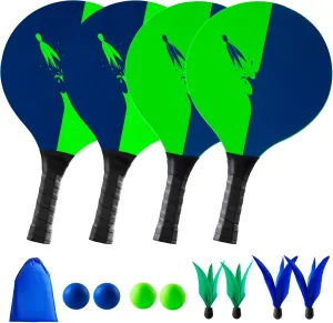 U&C Planet Beach Paddle Ball Set, Badminton Set, Fun Outdoor Indoor Game for Kids Teens and Adults, Perfect Family Game for Beach Backyard Park and Camping