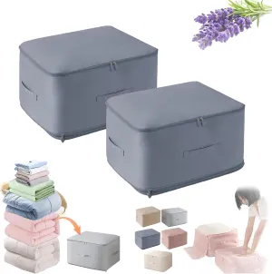 Ultra Space Saving Self Compression Organizer, Compression Packing Cubes, Expandable Packing Organizers, Heavy Duty Moving Bags, Storage Tote for Space Saving, Comforters Clothes (L,blue-2pcs)