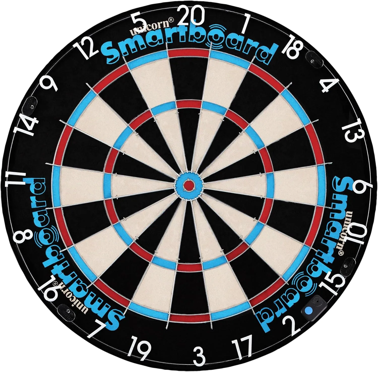 Unicorn Smartboard Bristle Dartboard - Bristle Board with Bluetooth LE Technology - 6 Steel-Tip Darts Included - 12 Players - Multiple Game Options - Online and Solo Play with Scorebuddy App