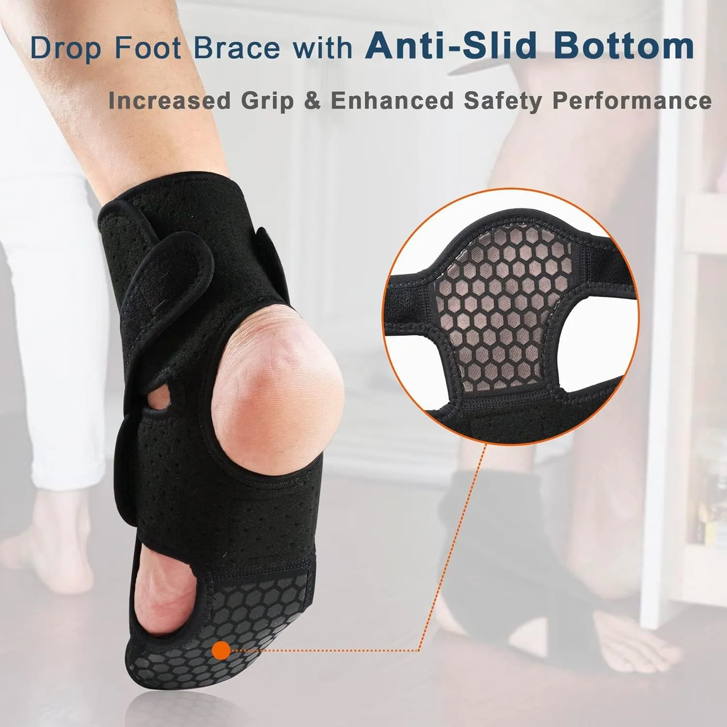 Upgraded Drop Foot Brace for Walking with Shoes - Dual Forefoot Support Plates Adjustable Soft AFO, Foot Drop, TBI, ALS, MS, Bone Fracture, Fits Women & Men FSA or HSA Eligible (Right, L/XL)