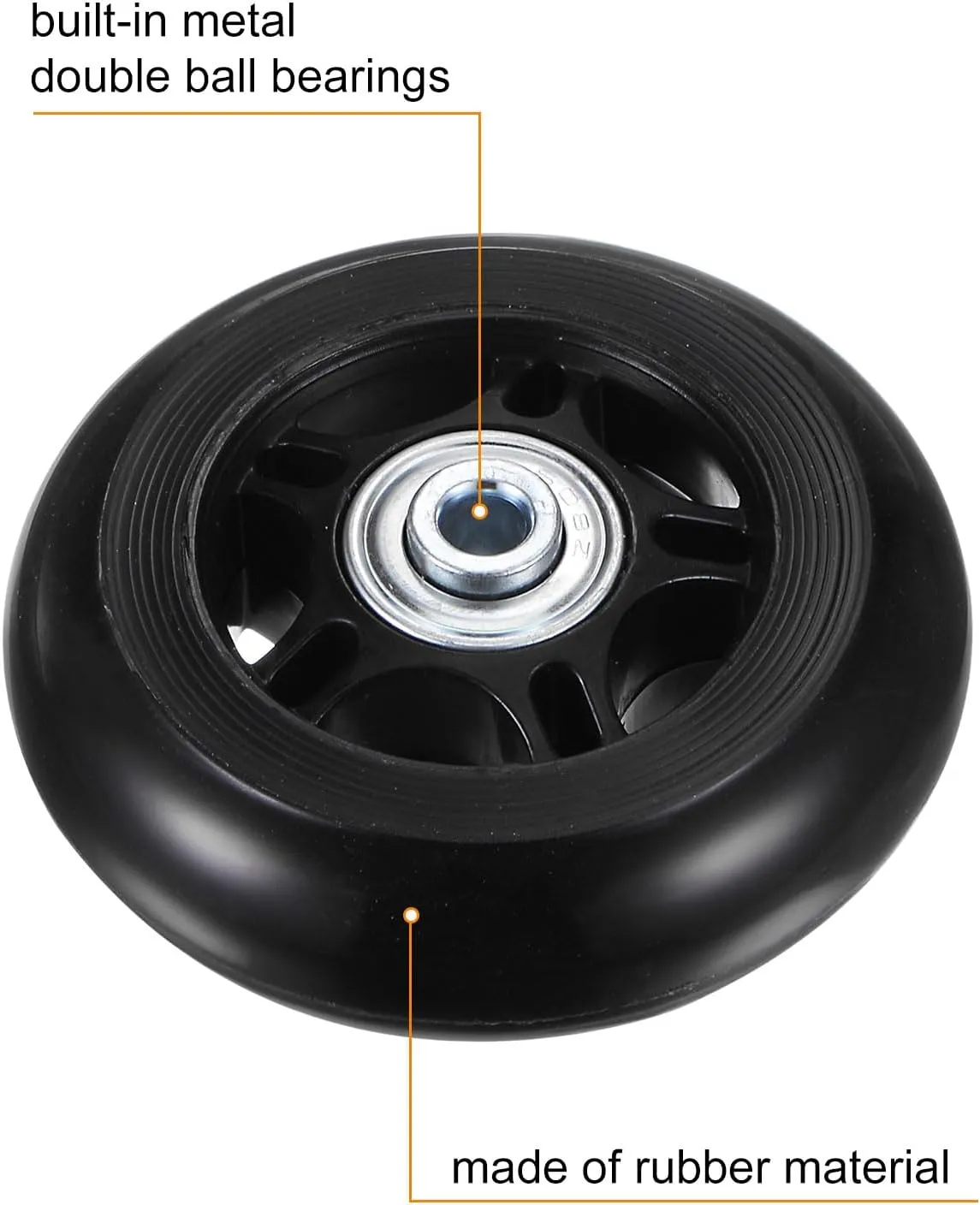 uxcell Replacement Luggage Wheels 75x24mm Suitcase Wheel Repair Kits Include 2 PU Bearing Wheels & Washers, Wrenches & Axle Screw for Trolley Bag, Inline Skate and Caster Board