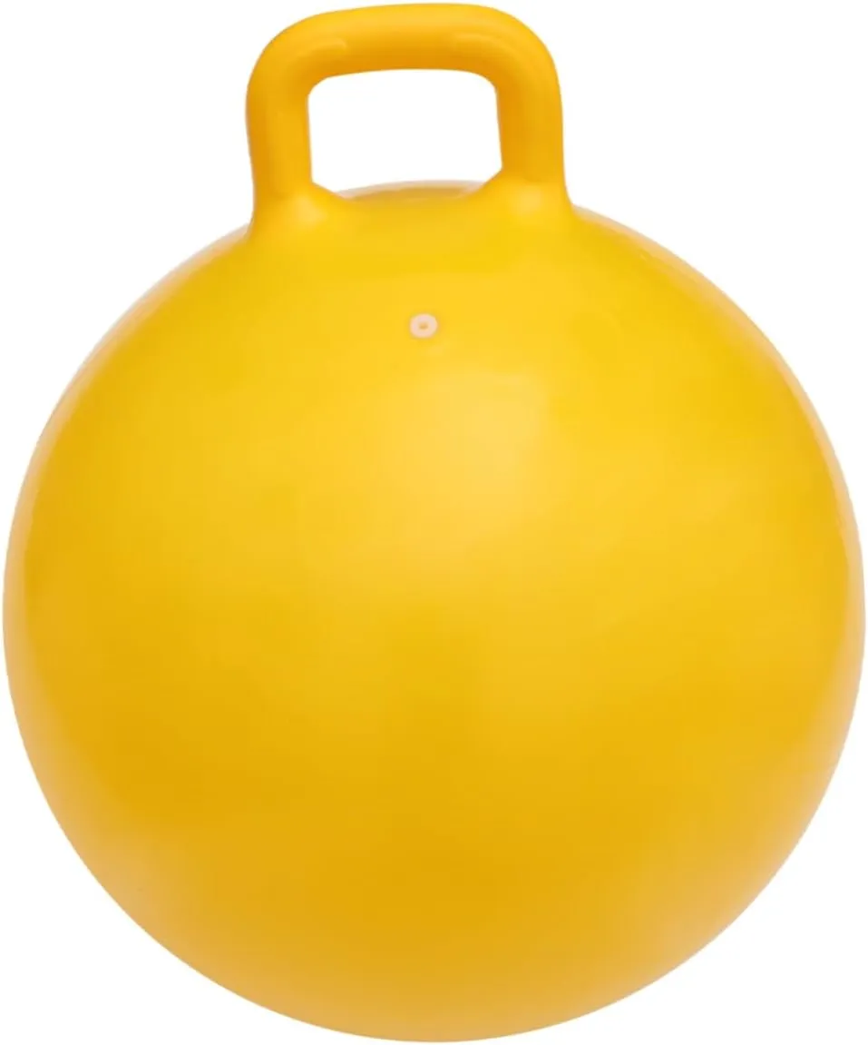 Vaguelly Inflatable Ball Yellow Jumping for Indoor and Outdoor Play Promotes Balance and Coordination Handle Suitable for Ages