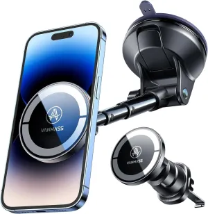 VANMASS Ultra Magnetic Car Phone Holder [2025 Upgraded Strongest Magnet] for MagSafe Car Mount Suction Cell Stand for Dashboard Windshield Vent,Mobile Accessories for iPhone 16 15 14 13 12 11 Android