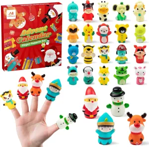 Vanmor Finger Puppets Advent Calendar 2024 for Kids Toddlers - Christmas Countdown Calendar 24 Days Animals Finger Toys Xmas Gifts for Boys Girls Pinata Fillers Party Favors Goodie Bag Fillers