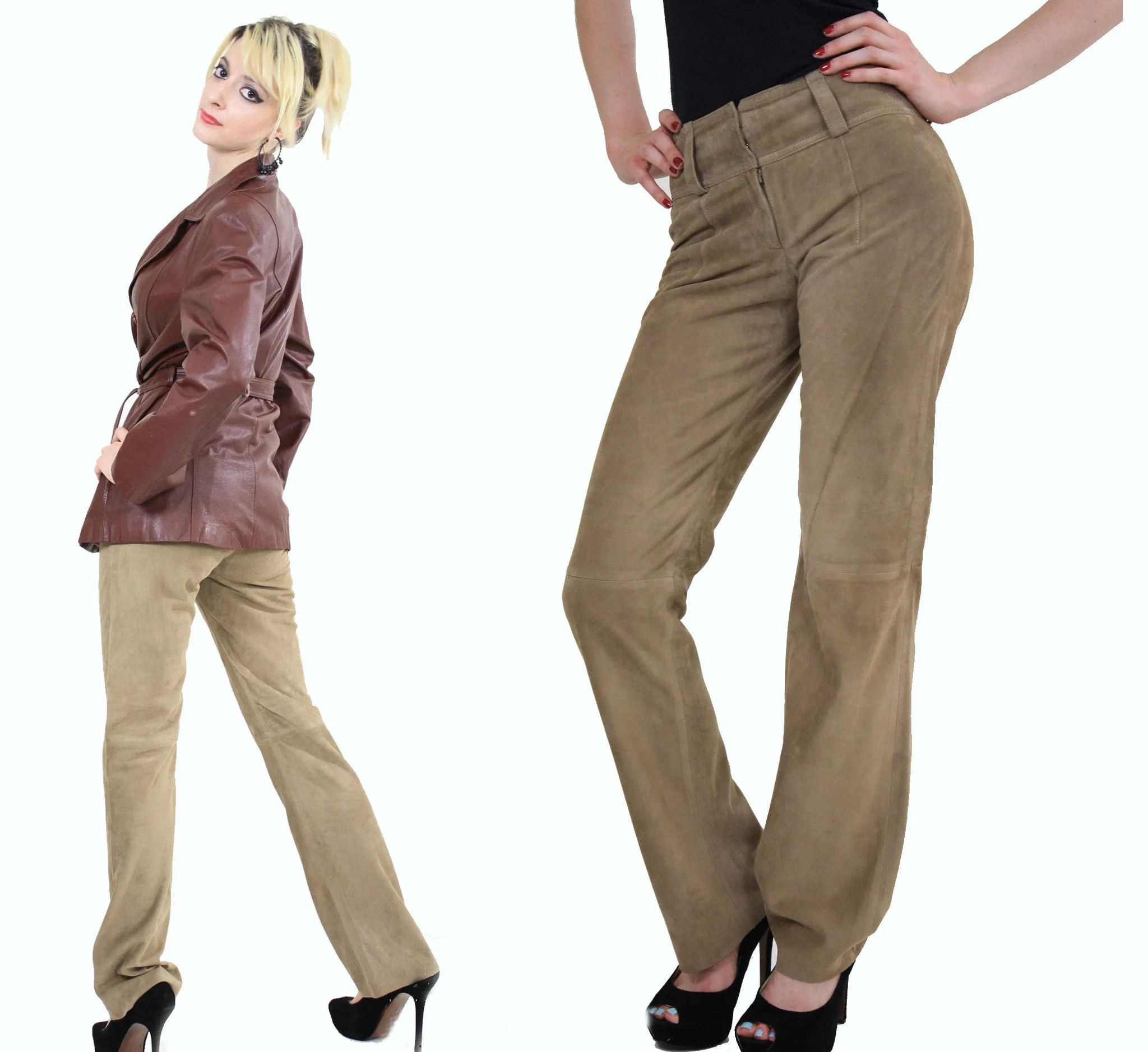 Vintage 90s Hilfiger Designer Suede Leather Pants