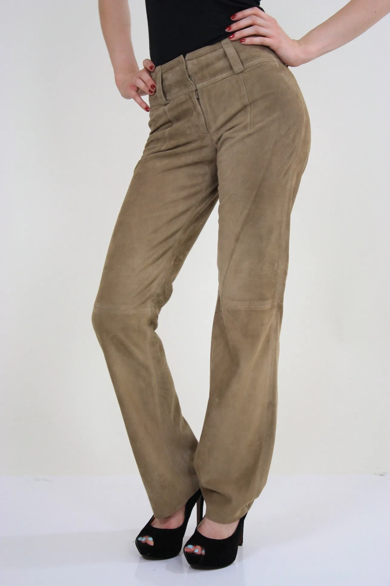 Vintage 90s Hilfiger Designer Suede Leather Pants