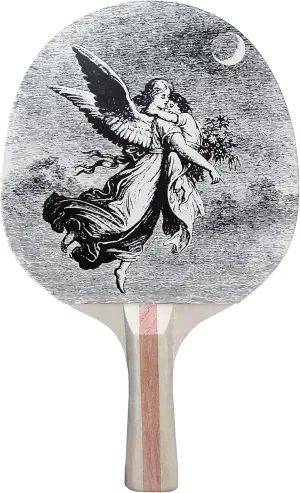 Vintage Angel Colorful Design Ping Pong Paddle, Premium 5 Ply Table Tennis Racket (Black on Back)