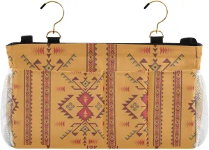 Vintage Aztec Native American Indian Southwest Orange Geometric Iron Frame Bedside Hanging Bag Magazine Holders Bedside Bag With Hooks for Dorm Bed Bunk Bed 14.2 x 4.9 x 7.9 inch