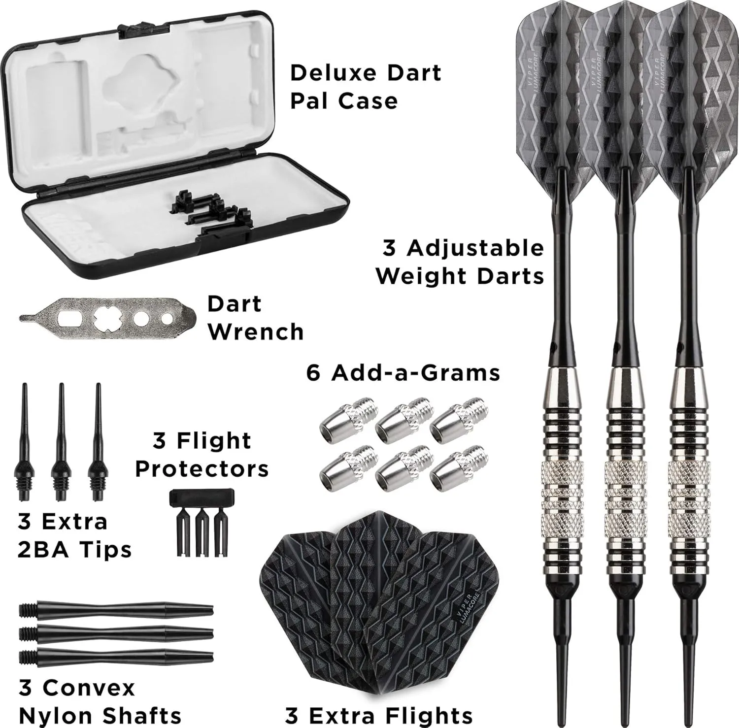 Viper Bobcat Adjustable Weight Soft Tip Darts with Storage/Travel Case