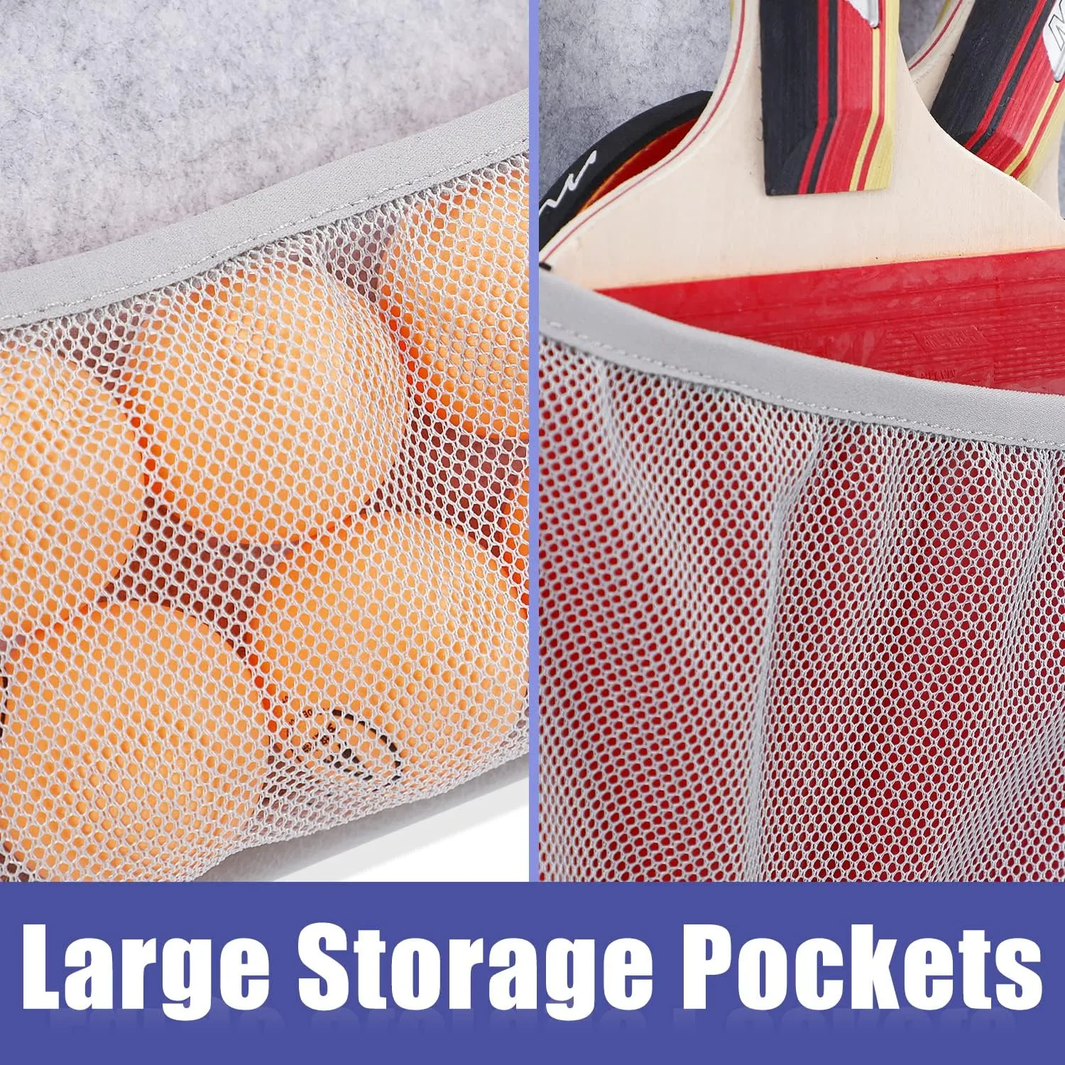 VISEMAN Ping Pong Storage Rack, Table Tennis Racket Holder Wall Mount Organizer for 4 Paddles and Balls