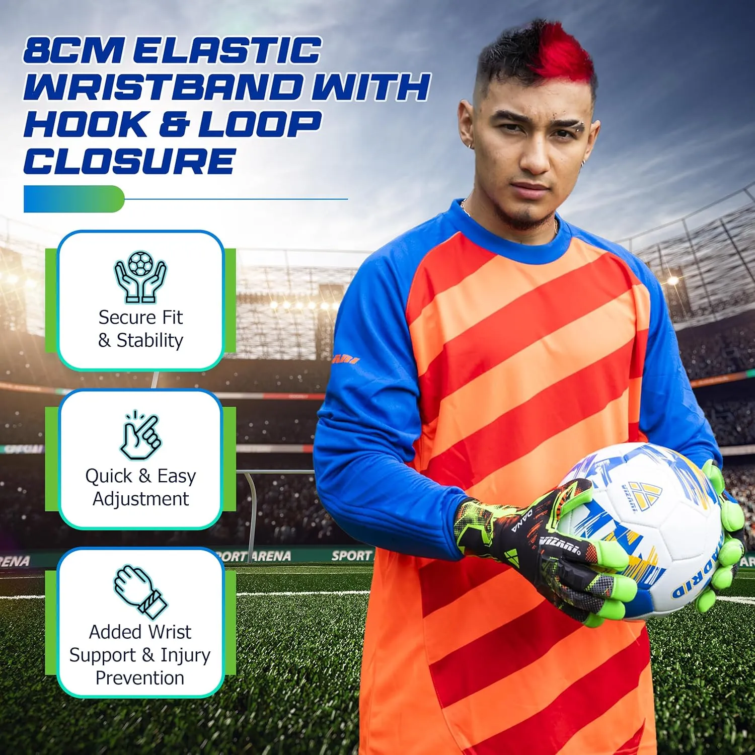 Vizari Soccer Goalkeeper Gloves | Pro Goalie Gloves for Kids, Youth & Adults | Finger Protection | Durable Grip | All-Weather