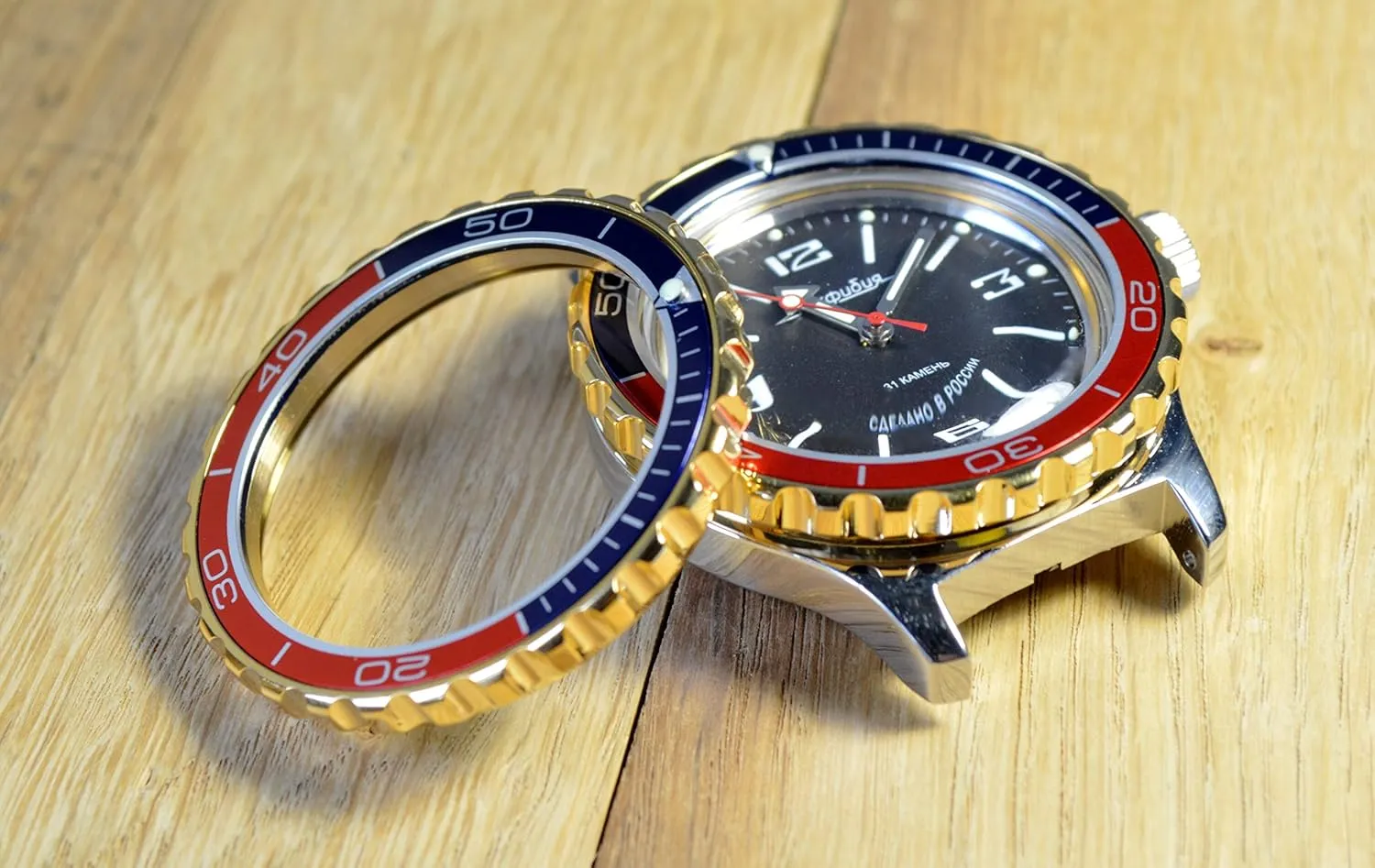 Vostok Gold Bezel for Amphibia & Komandirskie Stainless Steel Replacement Bezel Amphibia   Aluminium Insert