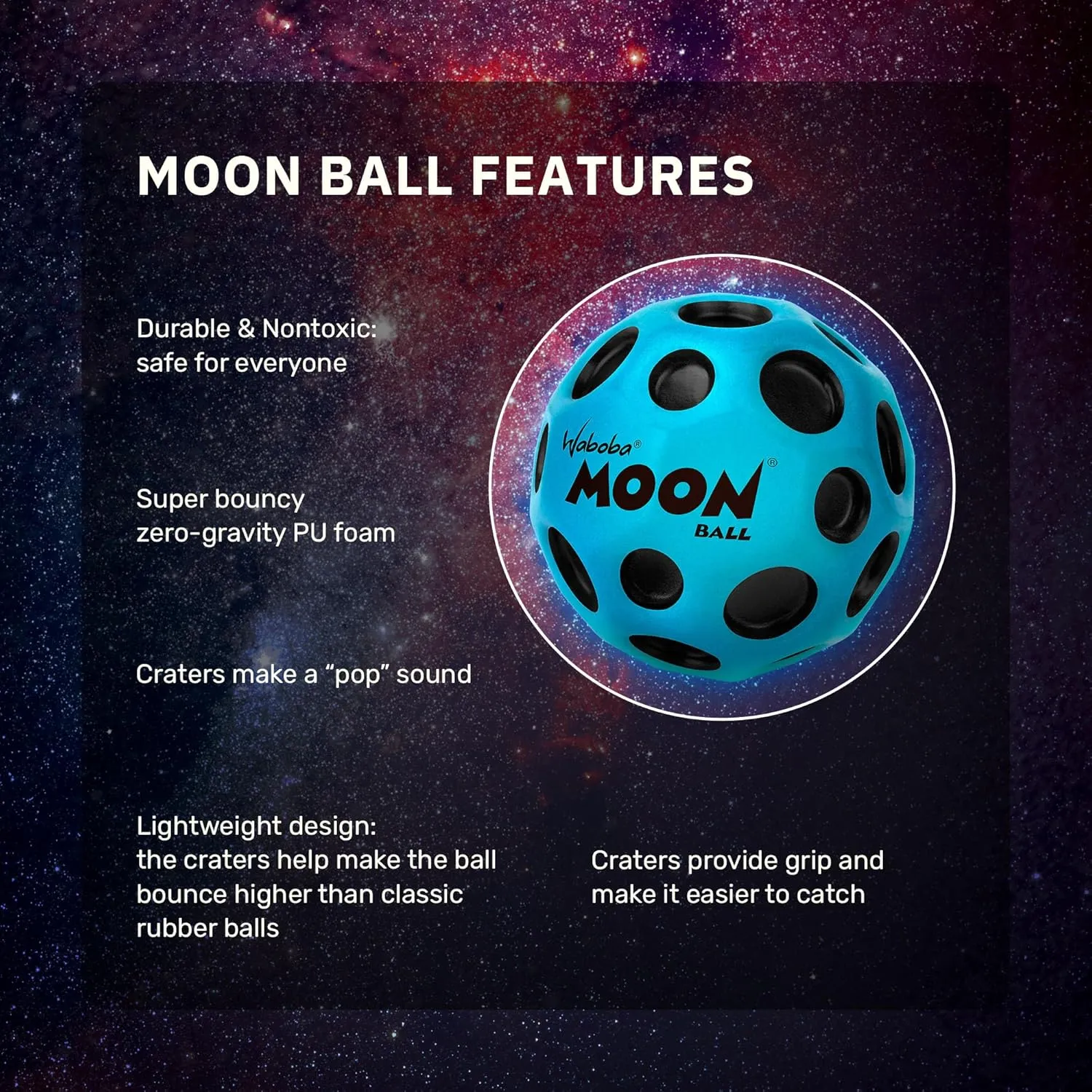 Waboba The Original Moon Ball - Hyper Bouncy Ball - All Ages Extreme Bounce and Fun - Perfect for Active Play and Outdoor Games