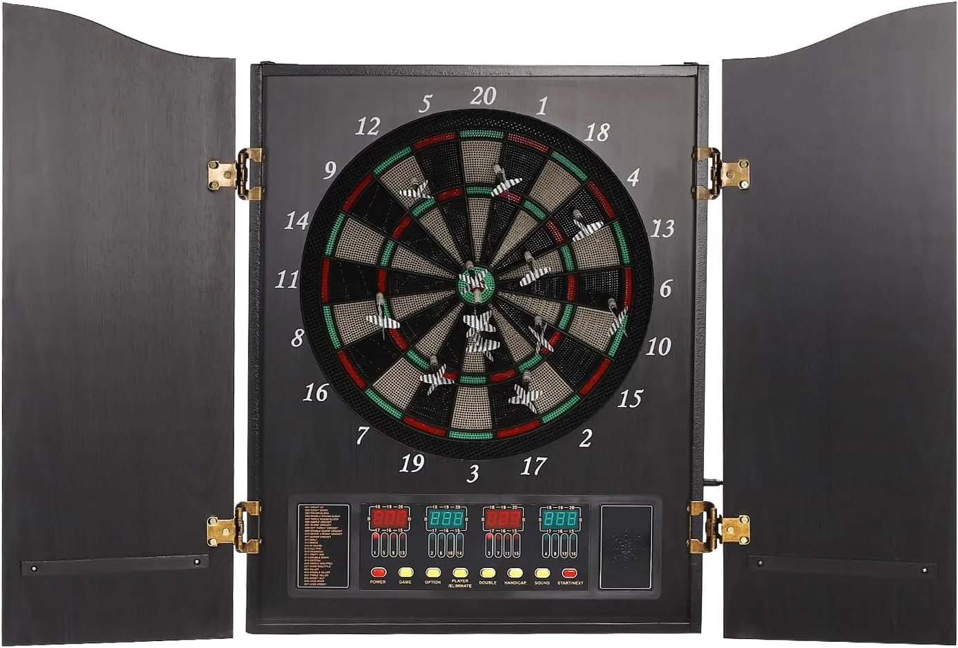 Wall Mounted Electronic Dart Machine Set with Darts & Dart Heads, 40.*24 in Decorative Dartboard Cabinet Set with LED Display, Dartboard Cabinet, Dart Game for Offices, Party Rooms