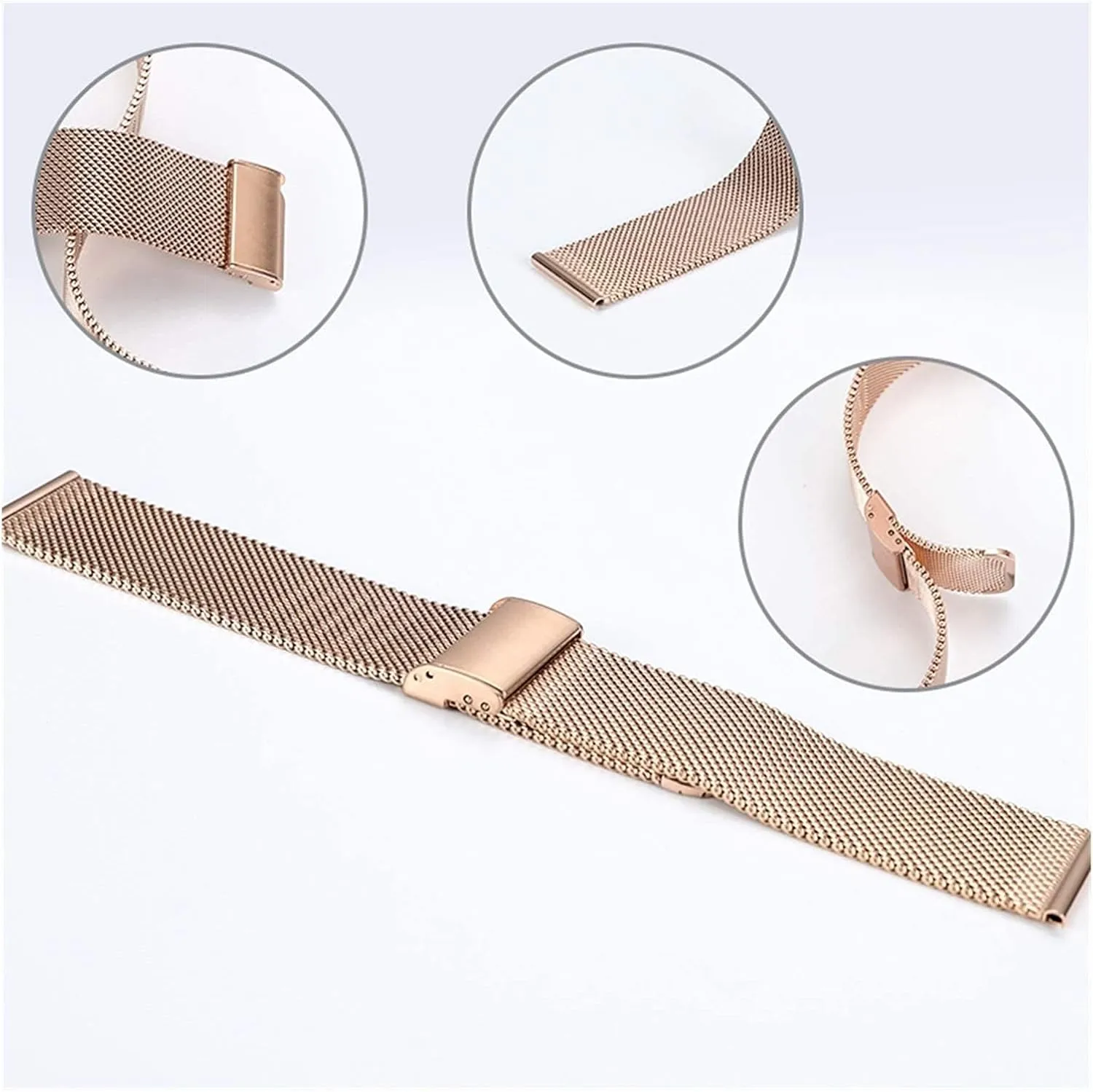 watch strap universal single buckle with 16mm 18mm 20mm 22mm silver stainless steel replacement bracelet
